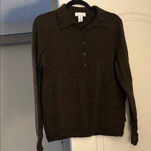 Women's Olive Brown Polo Sweater
